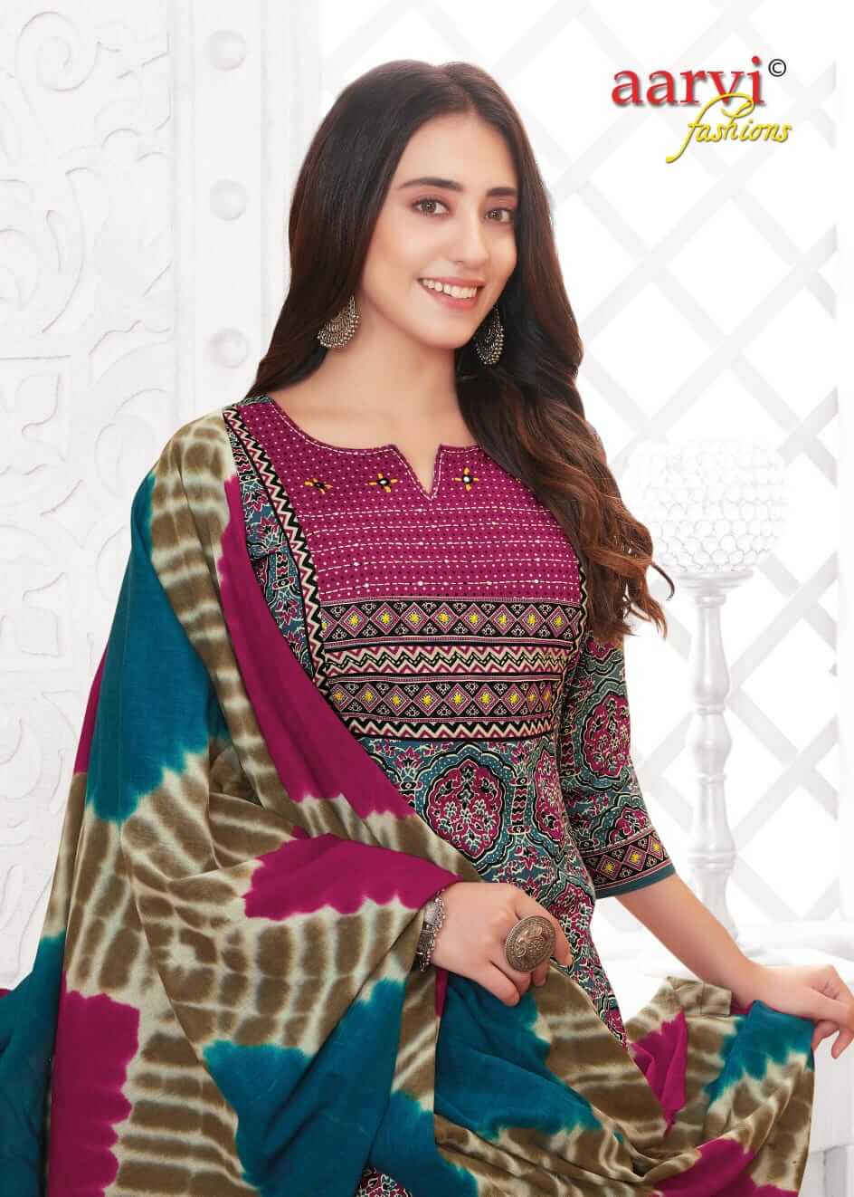 Aarvi Fashions Ajrakh Vol 2 Cotton Salwar Kameez Catalog collection 6