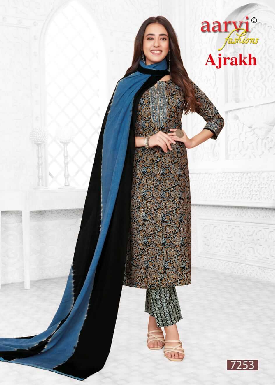 Aarvi Fashions Ajrakh Vol 2 Cotton Salwar Kameez Catalog collection 7
