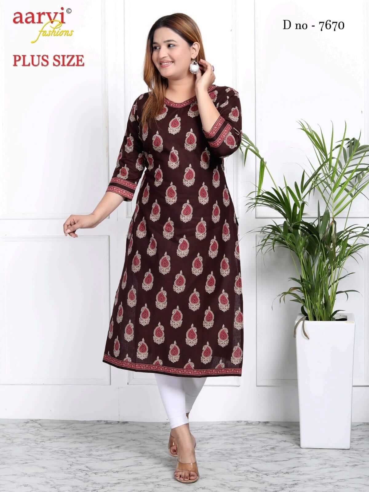 Aarvi Fashions Plus Size Vol 3 Cotton Kurtis Catalog collection 10