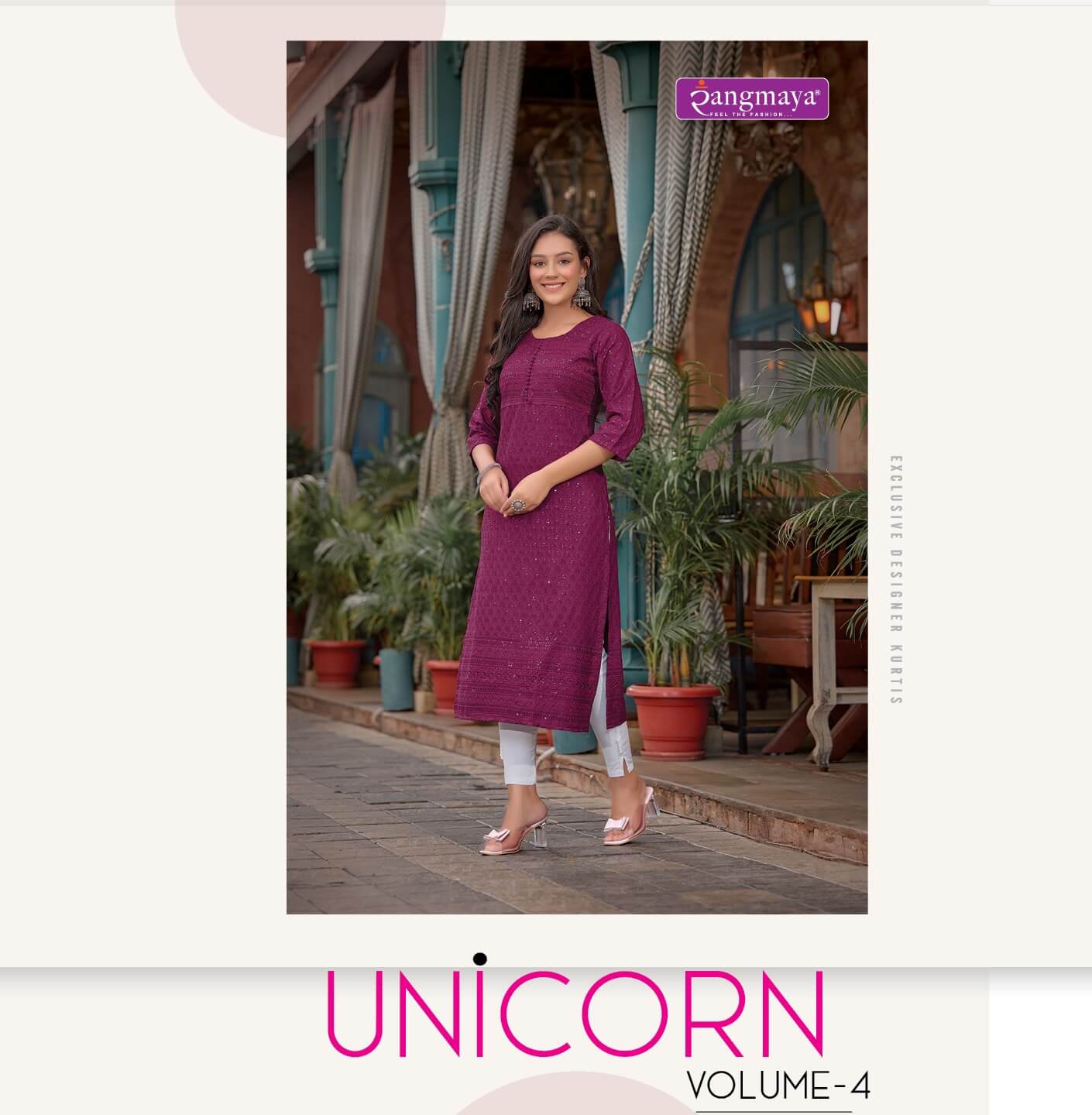 Rangmaya Unicorn Vol 4 Schiffli Designer Kurti Catalog collection 6