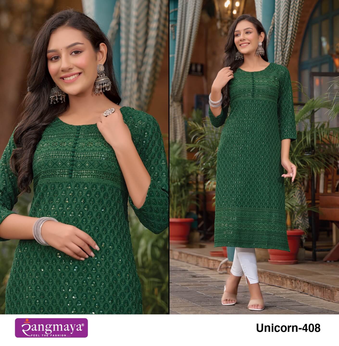 Rangmaya Unicorn Vol 4 Schiffli Designer Kurti Catalog collection 4