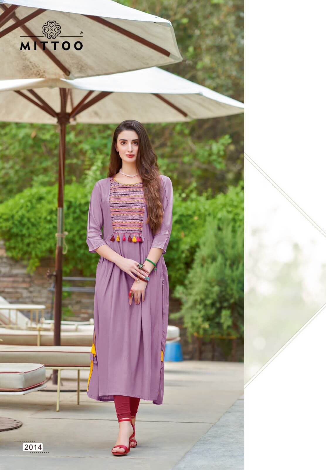 mittoo mullberry Rayon Embroidery Kurti Catalog collection 3