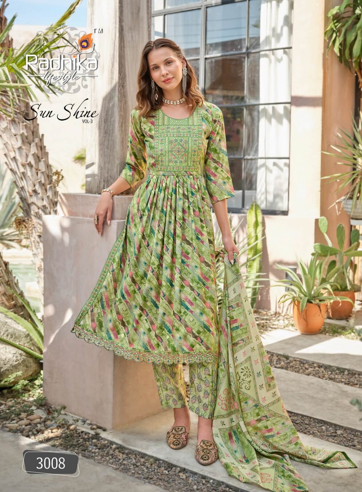 Radhika Sunshine Vol 3 Nayra Cut Printed Salwar Kameez Catalog collection 9