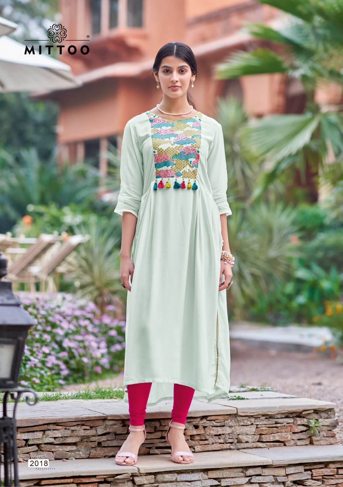 mittoo mullberry Rayon Embroidery Kurti Catalog collection 9