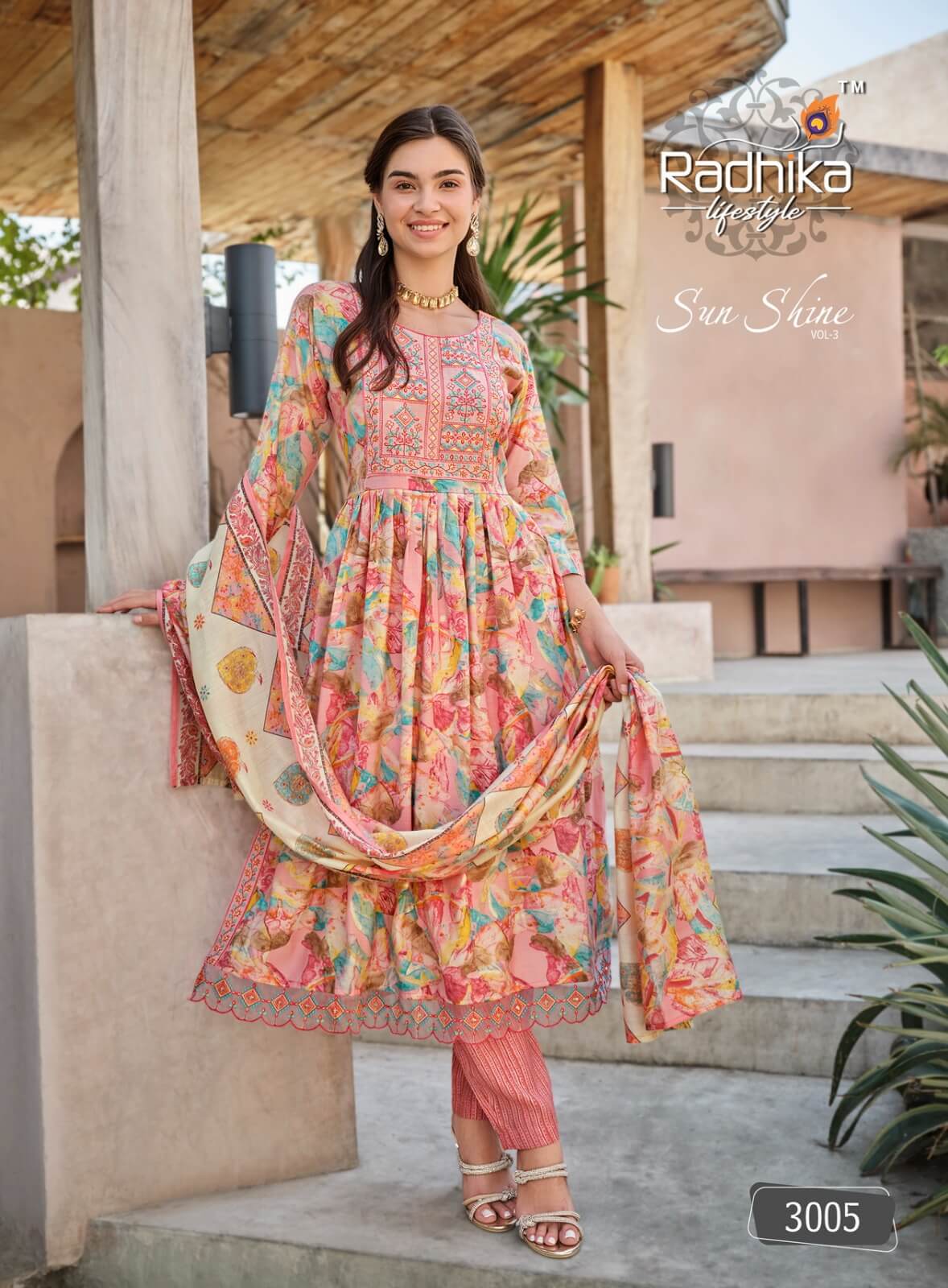 Radhika Sunshine Vol 3 Nayra Cut Printed Salwar Kameez Catalog collection 10