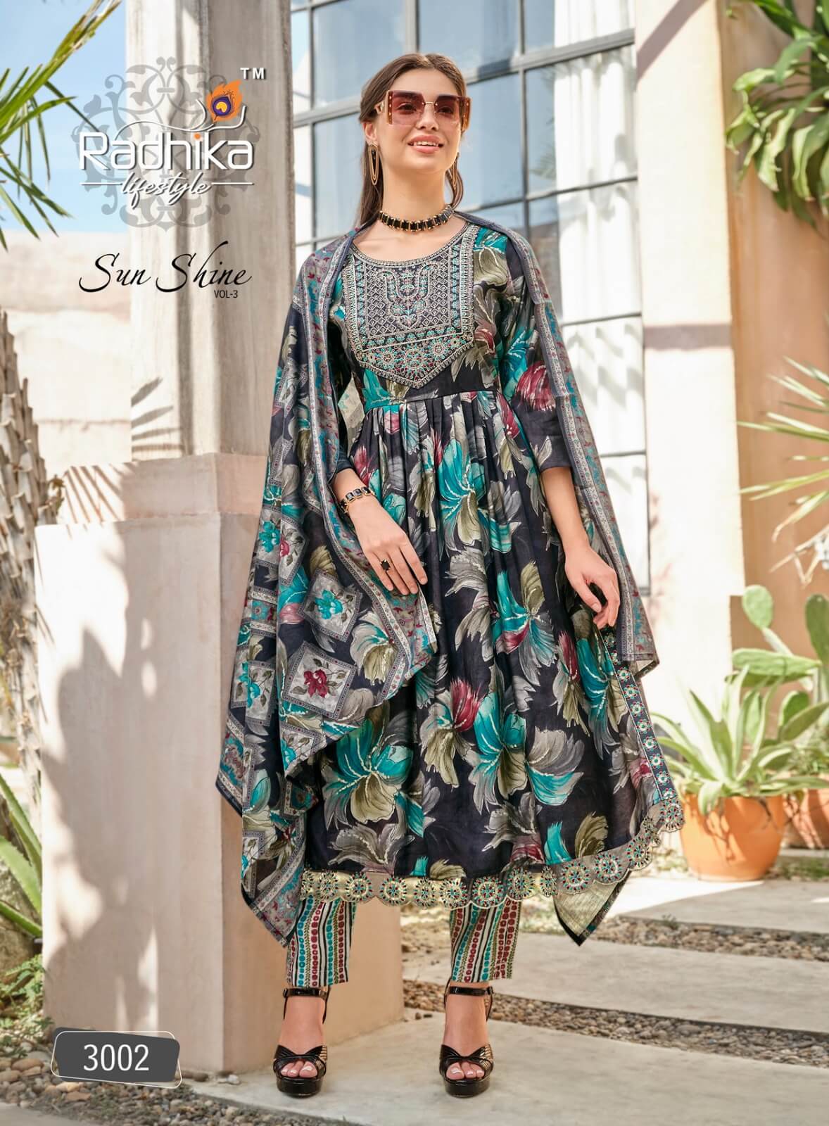 Radhika Sunshine Vol 3 Nayra Cut Printed Salwar Kameez Catalog collection 3