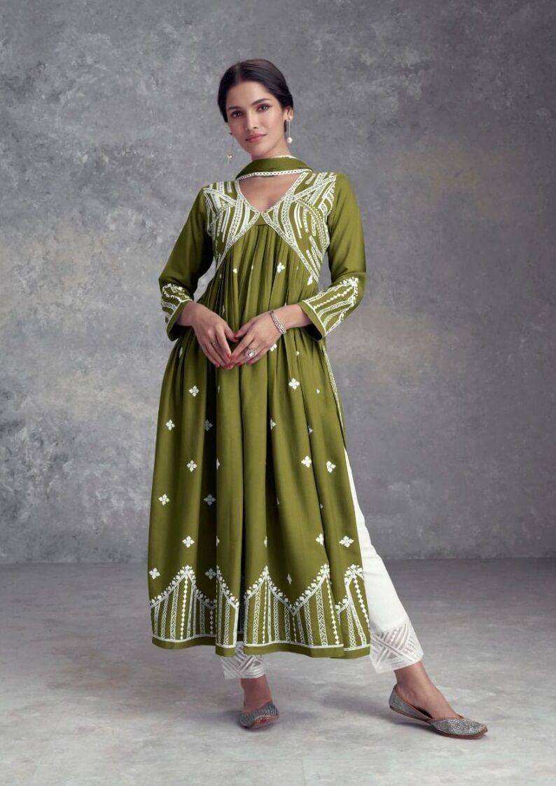 Vamika Aadhira Vol 8 Lucknowi Work Kurti Plazzo With Dupatta collection 6