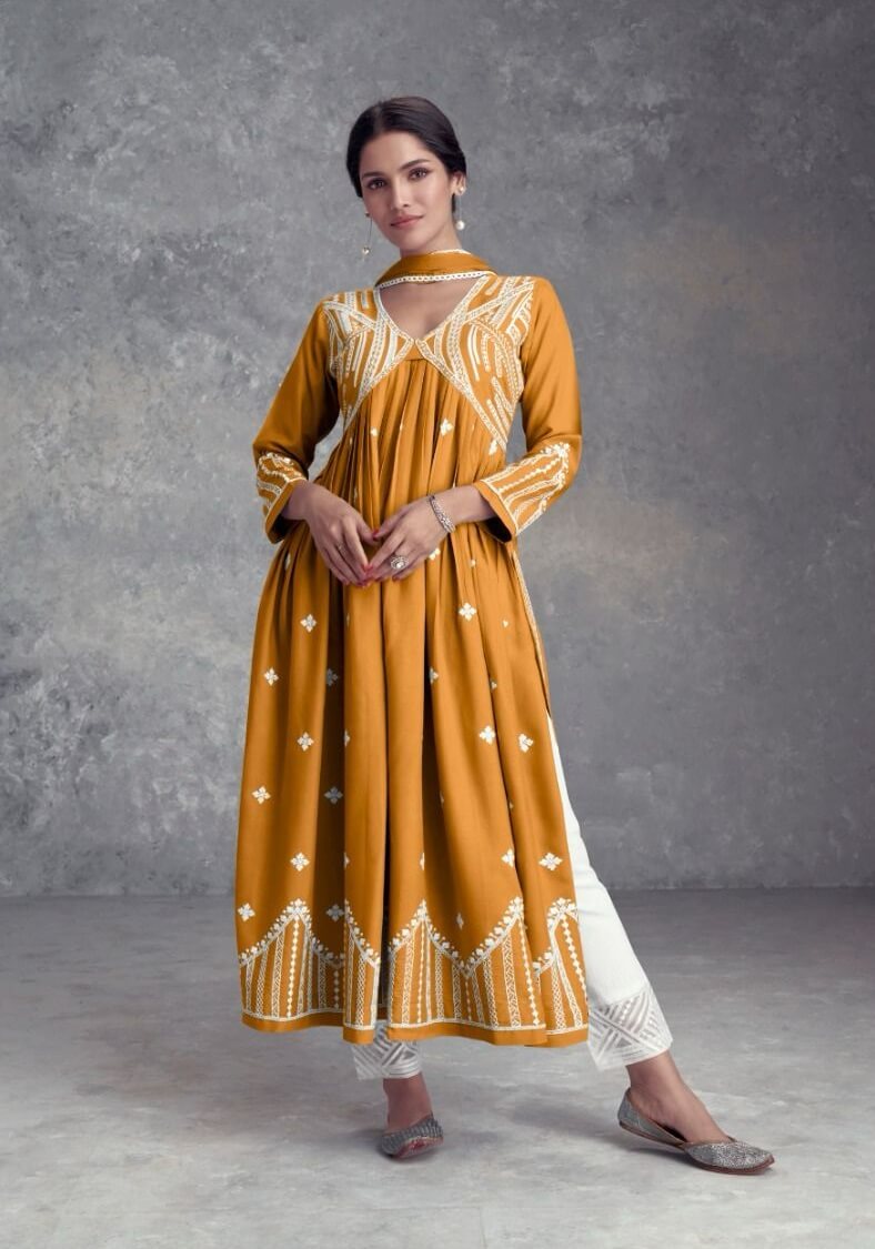 Vamika Aadhira Vol 8 Lucknowi Work Kurti Plazzo With Dupatta collection 5