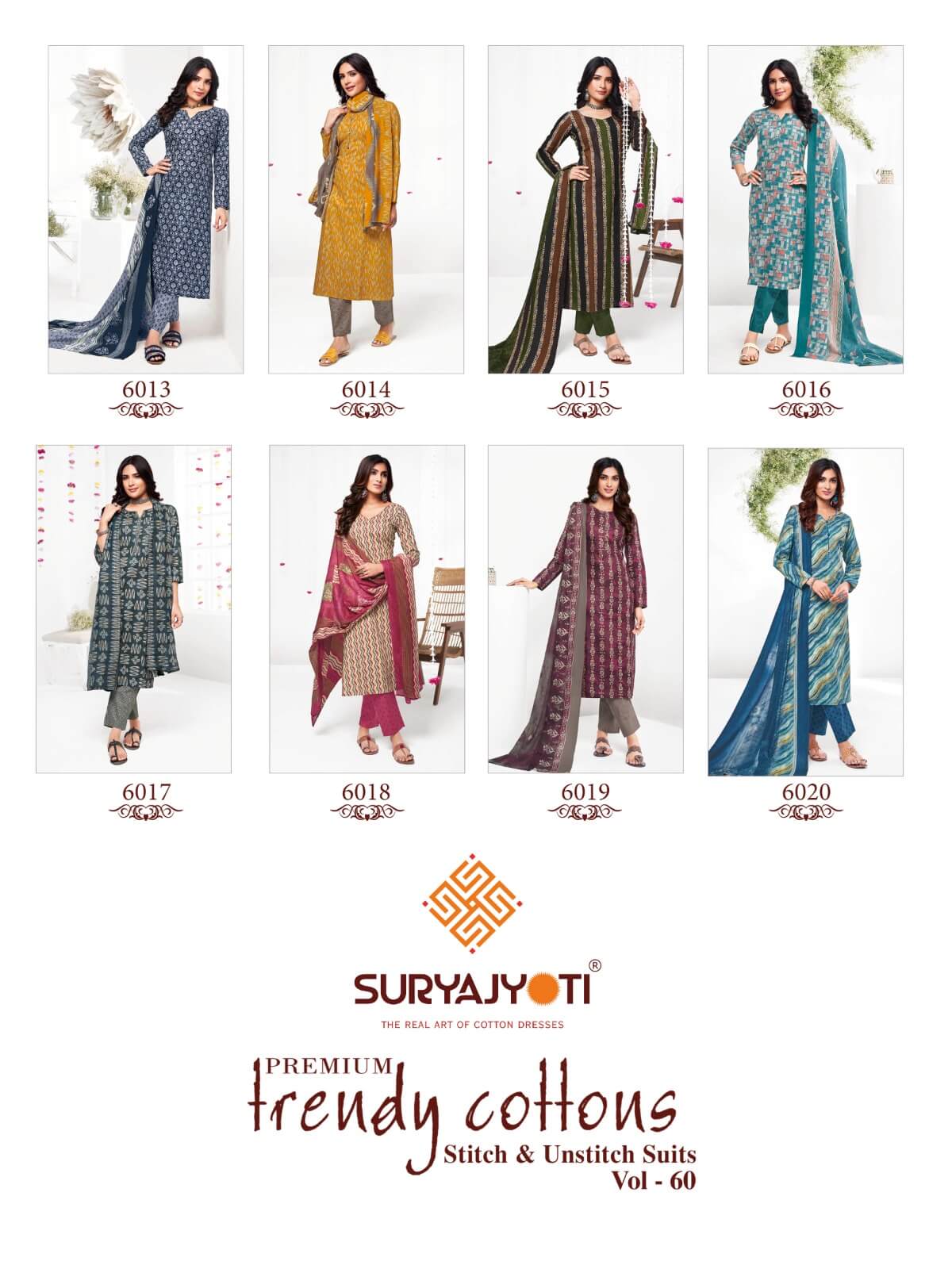 Suryajyoti Trendy Cotton Vol 60 Cotton Dress Materials Catalog collection 5