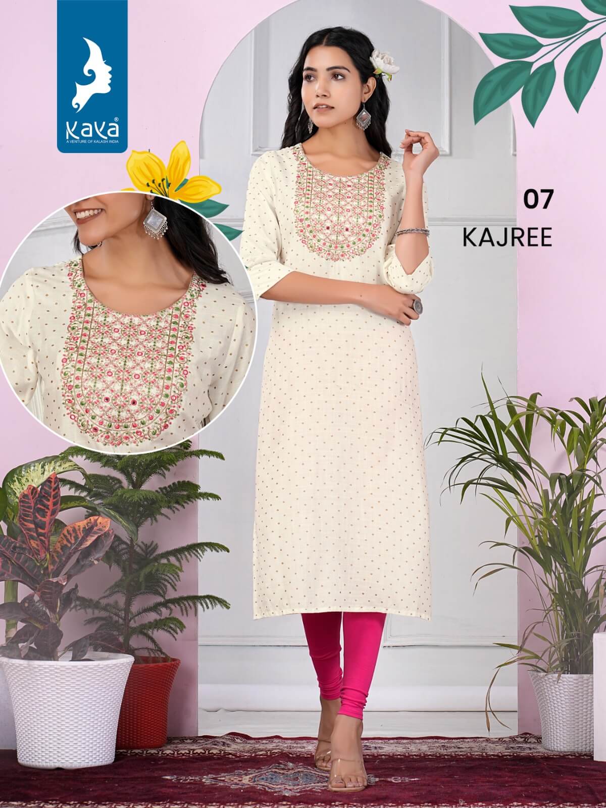 Kaya Kajree Rayon Slub Embroidery Kurti Catalog collection 9