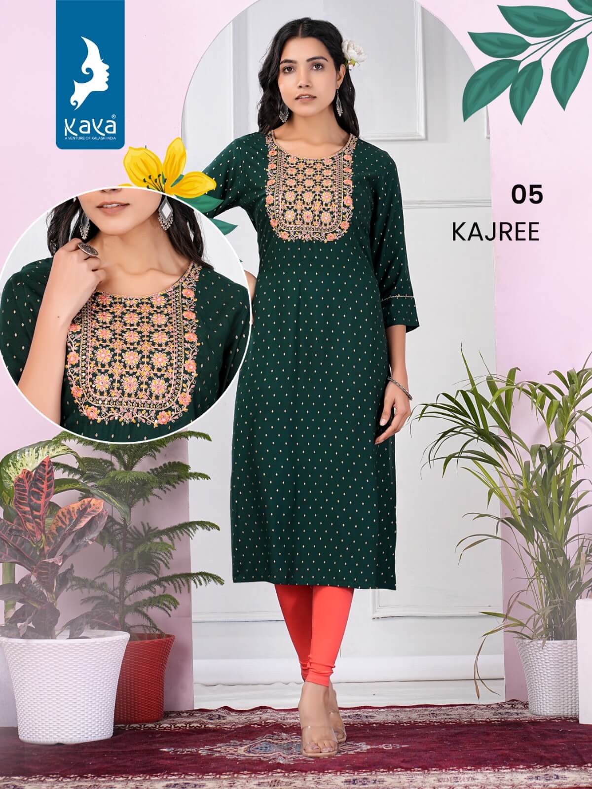 Kaya Kajree Rayon Slub Embroidery Kurti Catalog collection 6