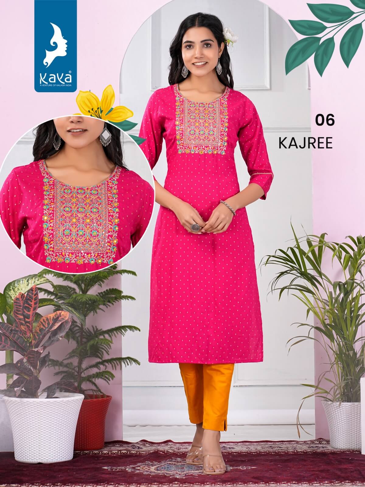 Kaya Kajree Rayon Slub Embroidery Kurti Catalog collection 5