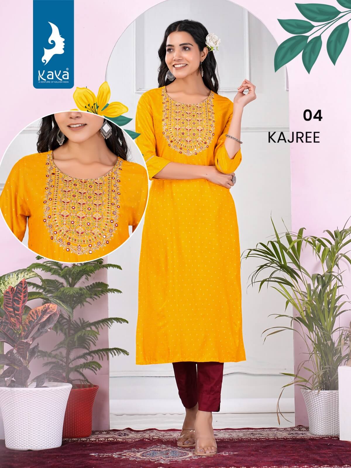 Kaya Kajree Rayon Slub Embroidery Kurti Catalog collection 3