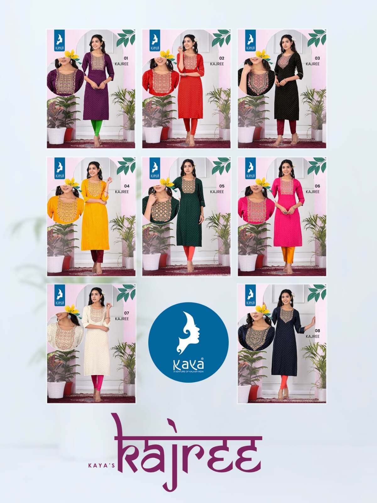 Kaya Kajree Rayon Slub Embroidery Kurti Catalog collection 10
