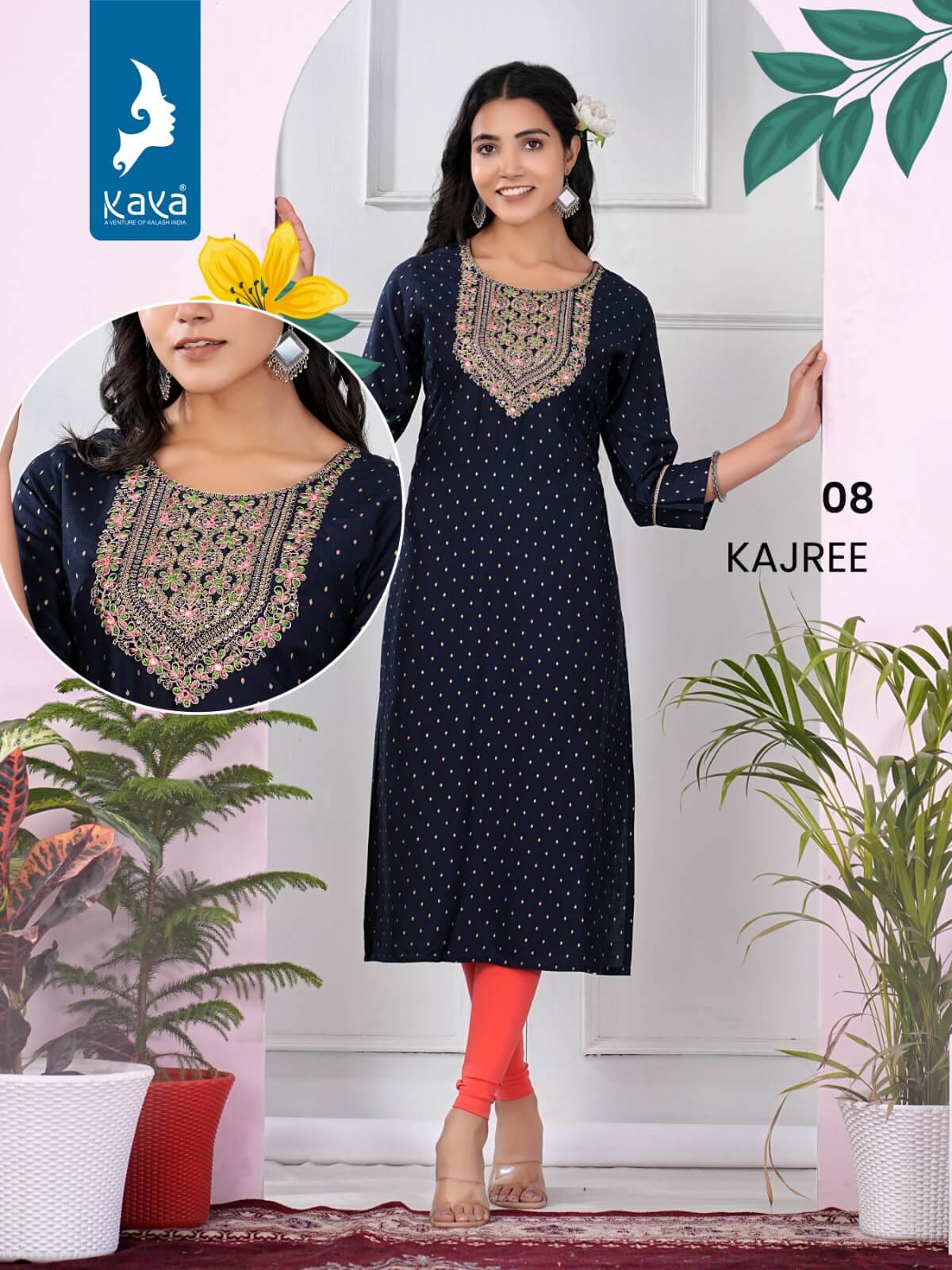 Kaya Kajree Rayon Slub Embroidery Kurti Catalog collection 7