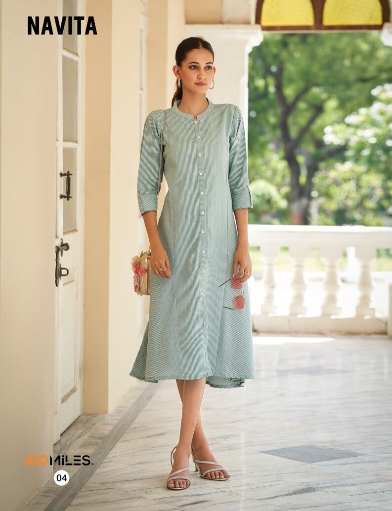 100Miles Navita Cotton A Line Kurti Catalog collection 1