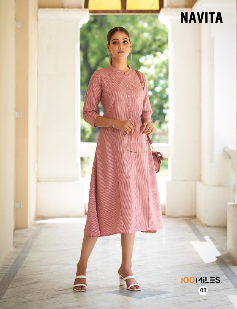 100Miles Navita Cotton A Line Kurti Catalog collection 5