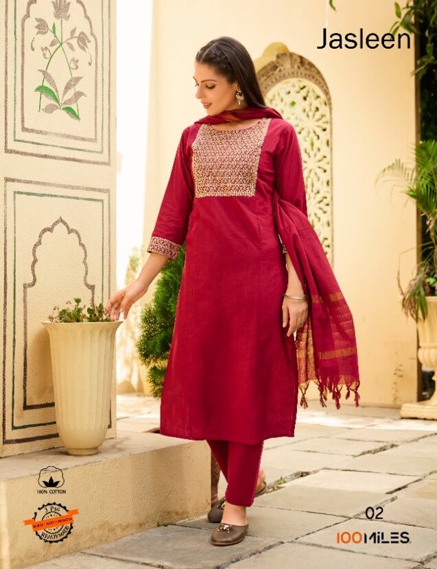 100Miles Jasleen Cotton Salwar Kameez Catalog collection 1