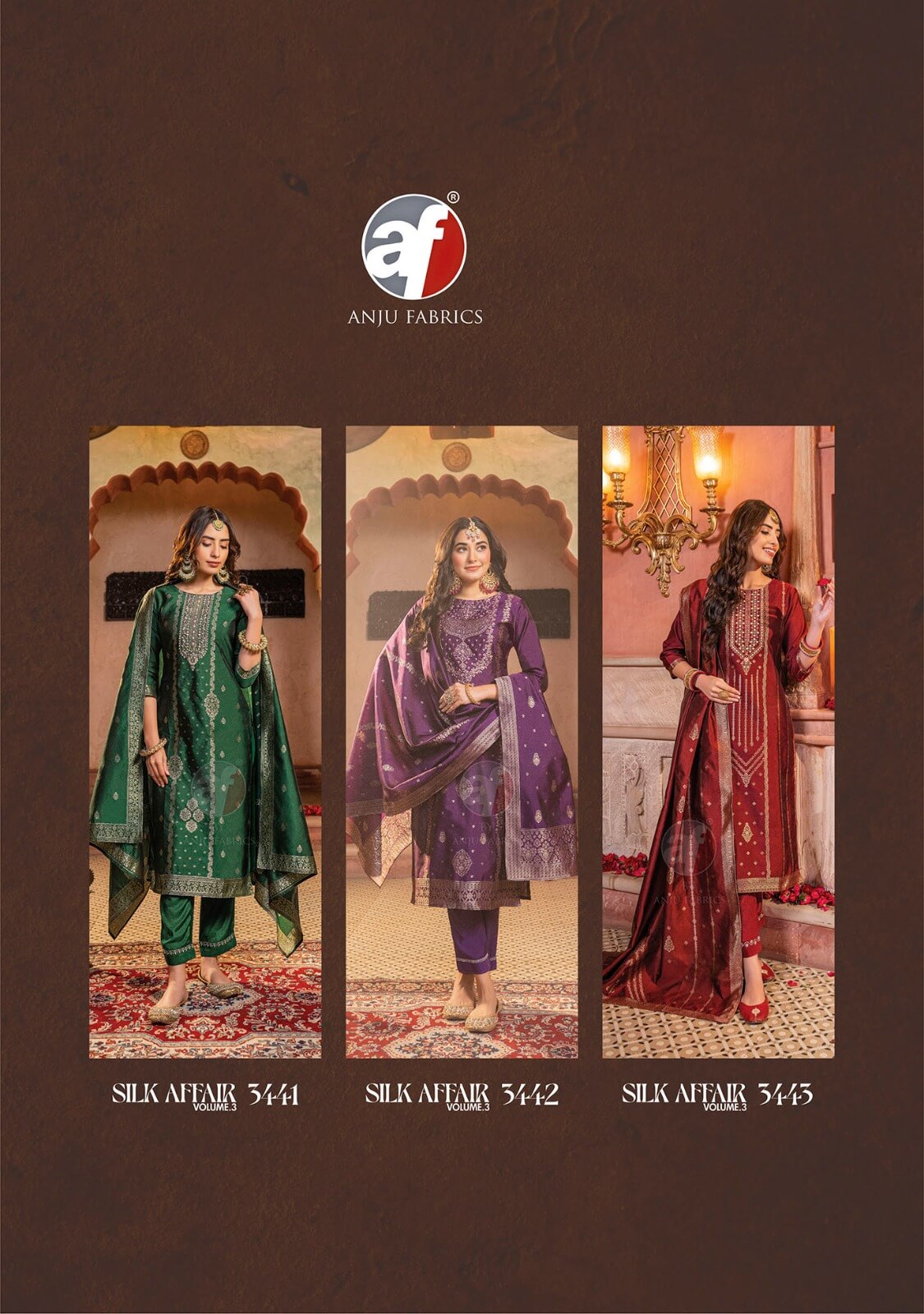 Anju Fabrics Silk Affair Vol 3 Printed Salwar Kameez Catalog collection 13