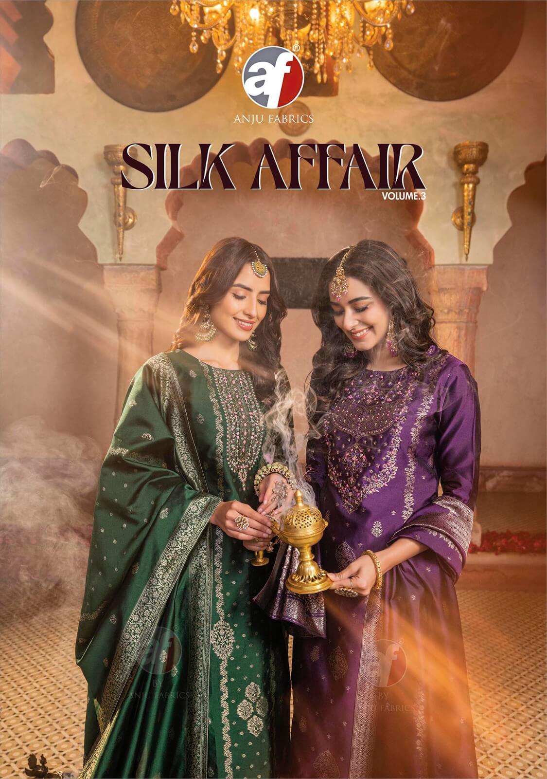 Anju Fabrics Silk Affair Vol 3 Printed Salwar Kameez Catalog collection 15