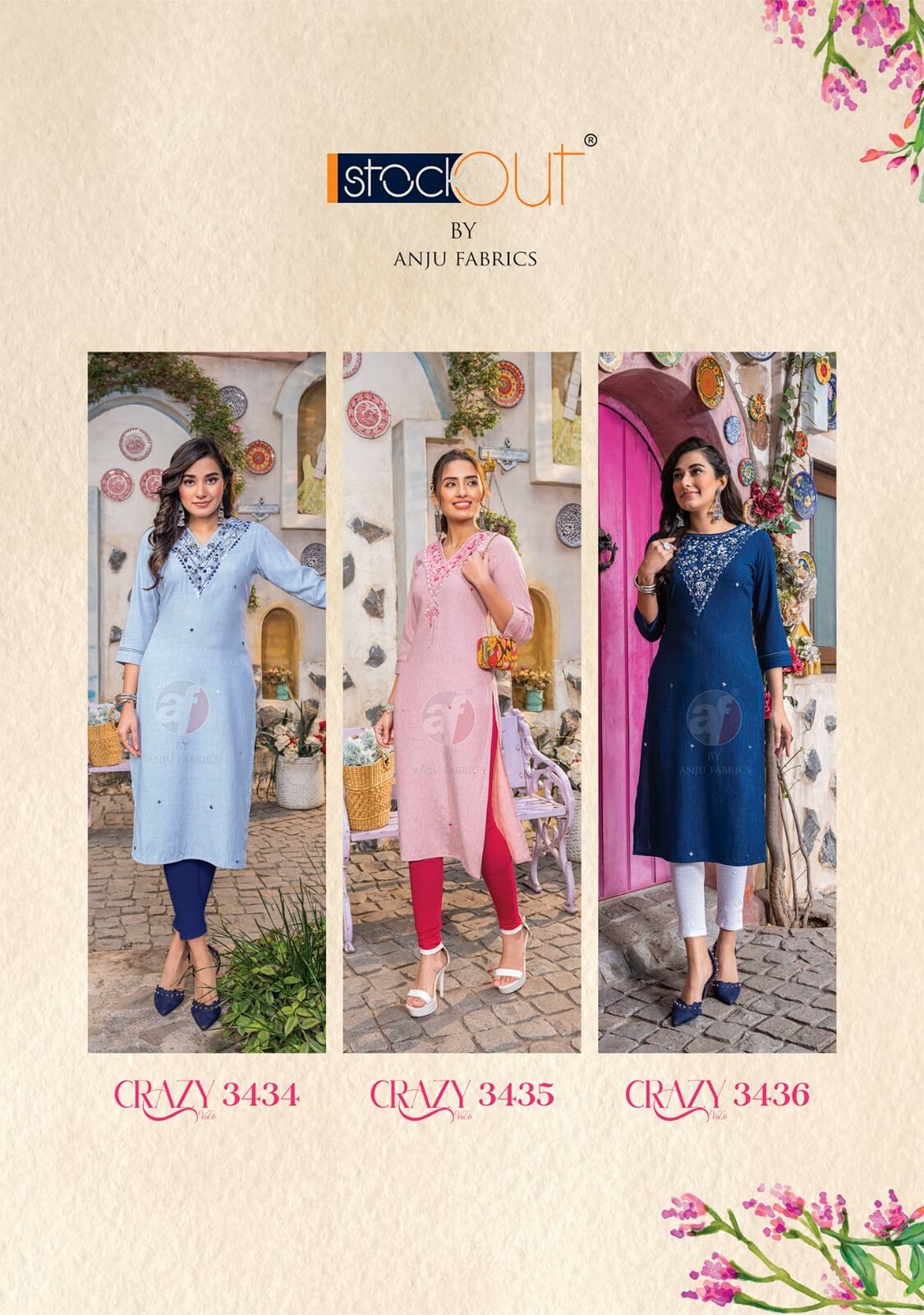 Anju Fabrics Crazy Vol 6 Designer Kurti Catalog collection 1