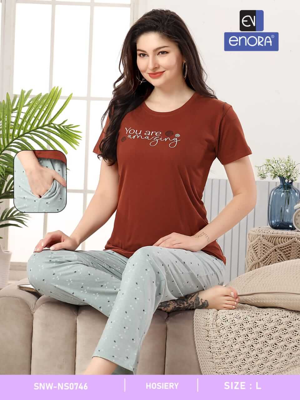 Enora Tshirt With Printed Payjama Night Dress Catalog collection 2
