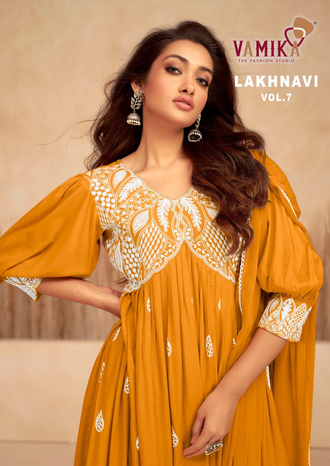 Vamika Lakhnavi Vol 7 Lucknowi Work Kurti Bottom Dupatta catalog collection 11