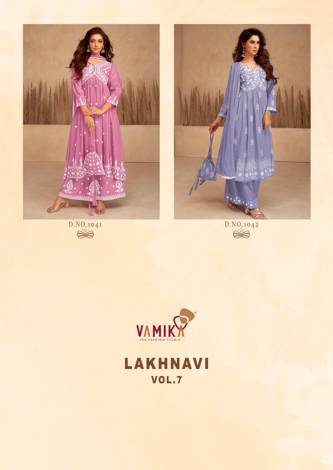 Vamika Lakhnavi Vol 7 Lucknowi Work Kurti Bottom Dupatta catalog collection 1