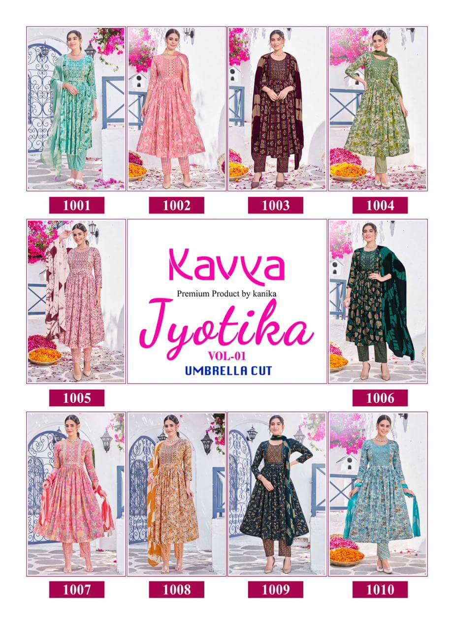 Kavya Jyotika vol 1 A Line Kurti Bottom Dupatta Catalog collection 15