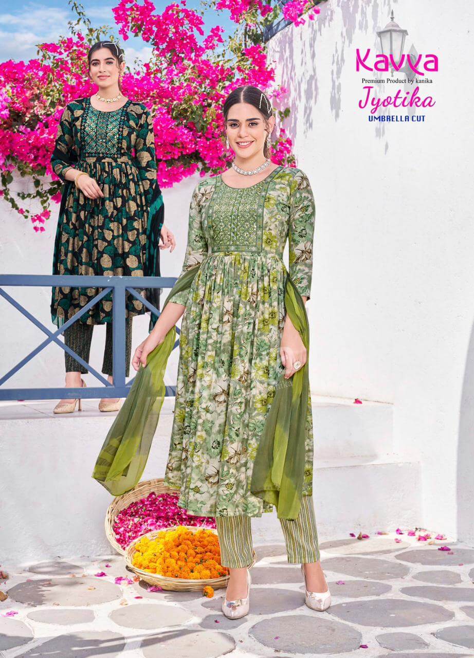 Kavya Jyotika vol 1 A Line Kurti Bottom Dupatta Catalog collection 6