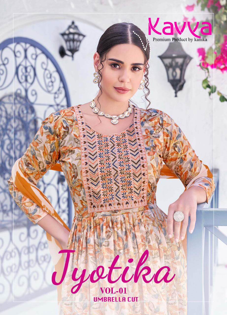 Kavya Jyotika vol 1 A Line Kurti Bottom Dupatta Catalog collection 14