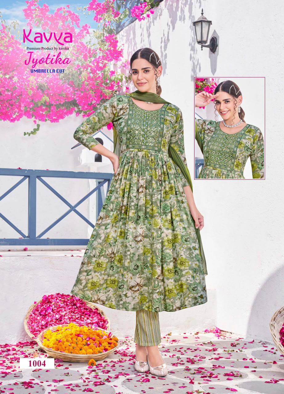 Kavya Jyotika vol 1 A Line Kurti Bottom Dupatta Catalog collection 5