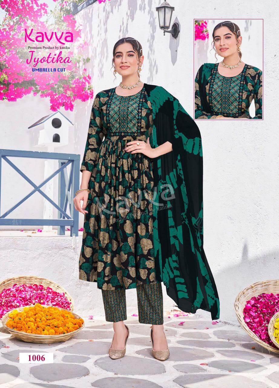 Kavya Jyotika vol 1 A Line Kurti Bottom Dupatta Catalog collection 9