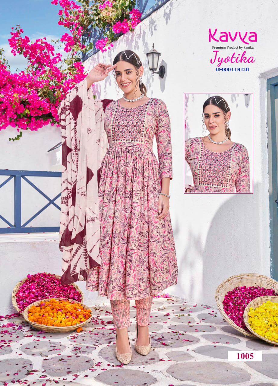 Kavya Jyotika vol 1 A Line Kurti Bottom Dupatta Catalog collection 8