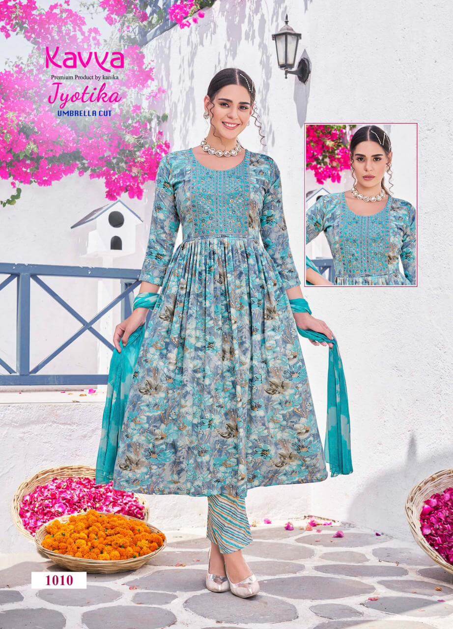 Kavya Jyotika vol 1 A Line Kurti Bottom Dupatta Catalog collection 13