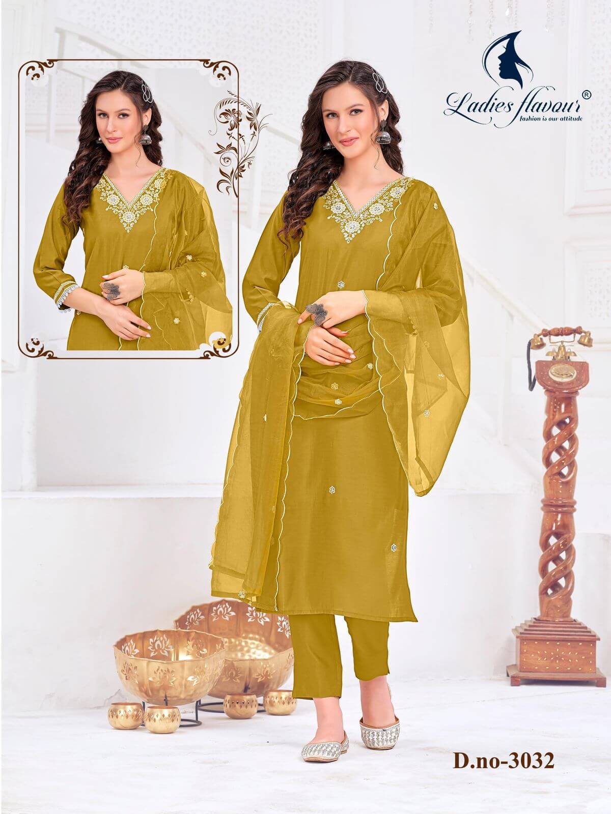 Ladies Flavour Design 3032 Embroidery Salwar Kameez Catalog collection 1