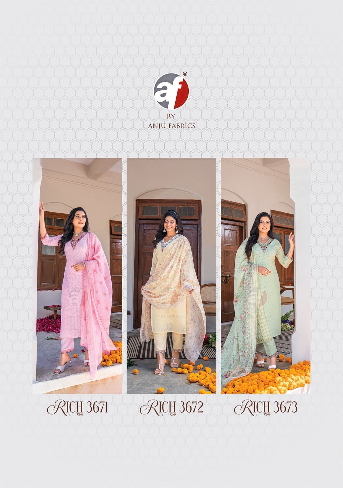 Anju Fabrics Rich Lady Cotton Salwar Kameez Catalog collection 1