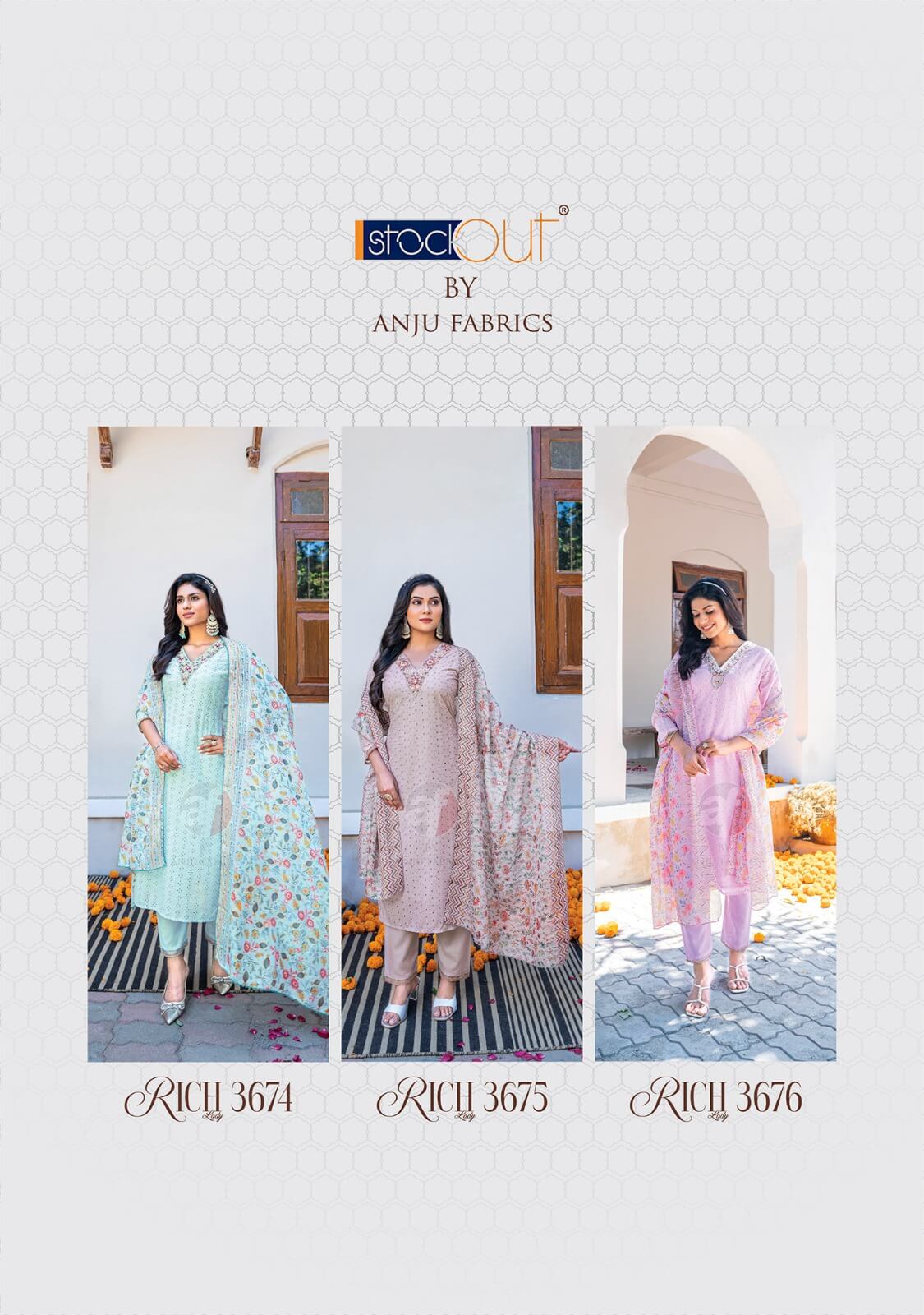 Anju Fabrics Rich Lady Cotton Salwar Kameez Catalog collection 14