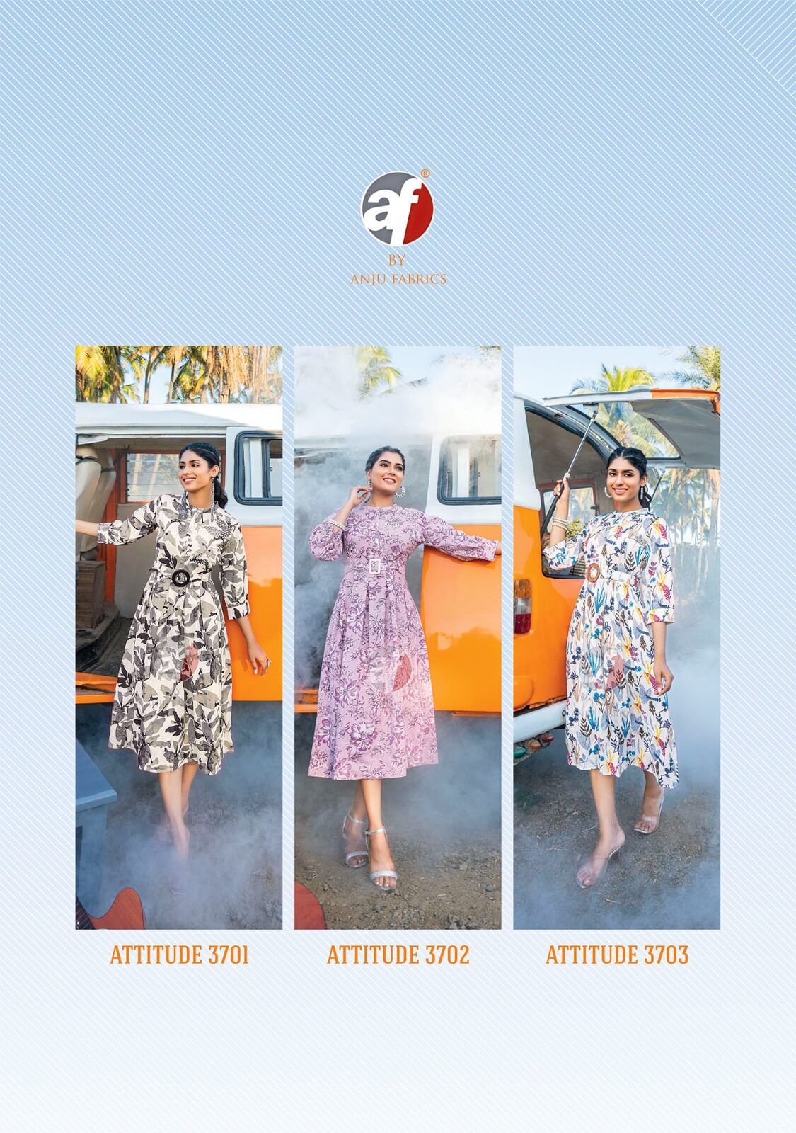 Anju Fabrics Attitude Vol 2 Printed Midi One Piece Dress Catalog collection 9