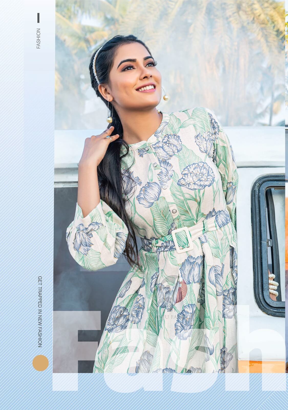 Anju Fabrics Attitude Vol 2 Printed Midi One Piece Dress Catalog collection 3