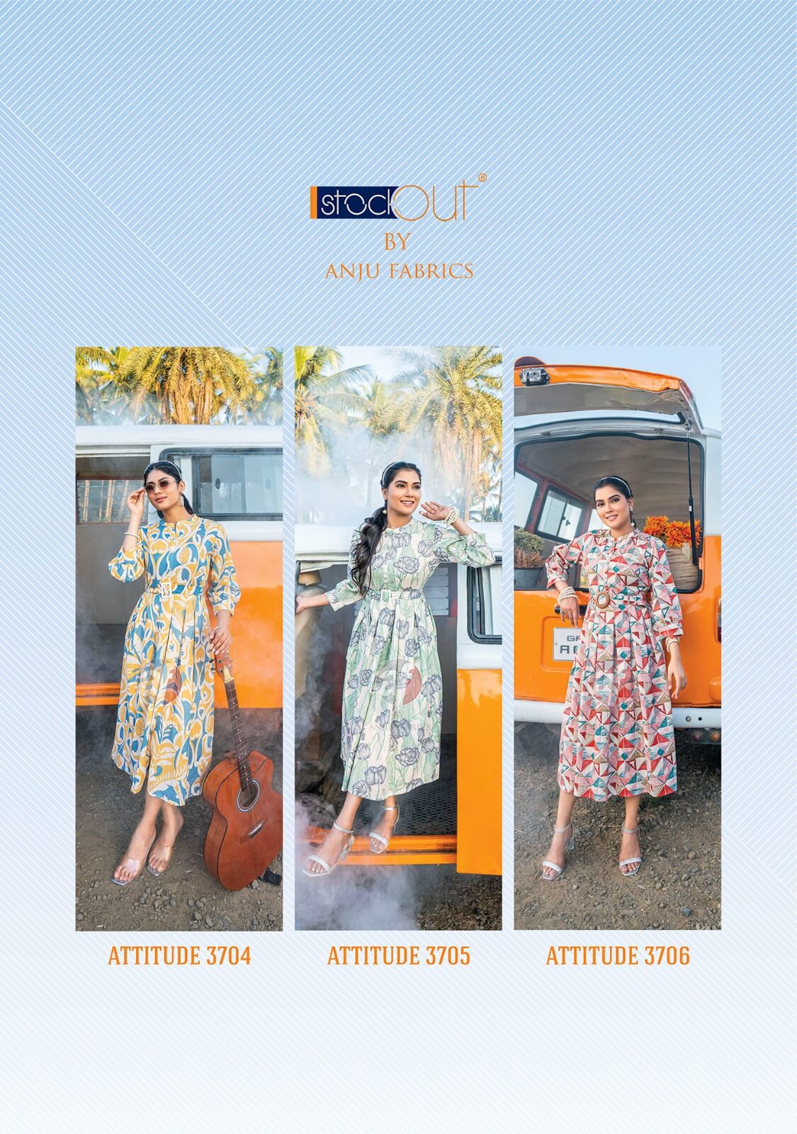 Anju Fabrics Attitude Vol 2 Printed Midi One Piece Dress Catalog collection 10