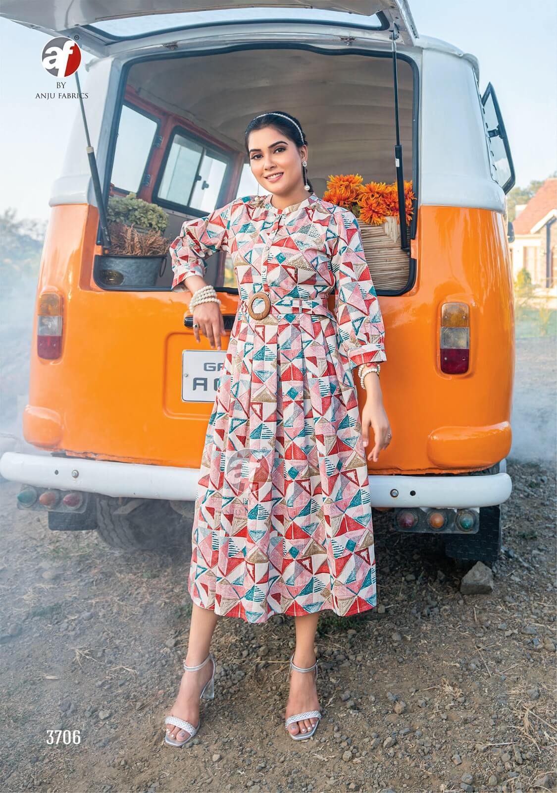 Anju Fabrics Attitude Vol 2 Printed Midi One Piece Dress Catalog collection 2