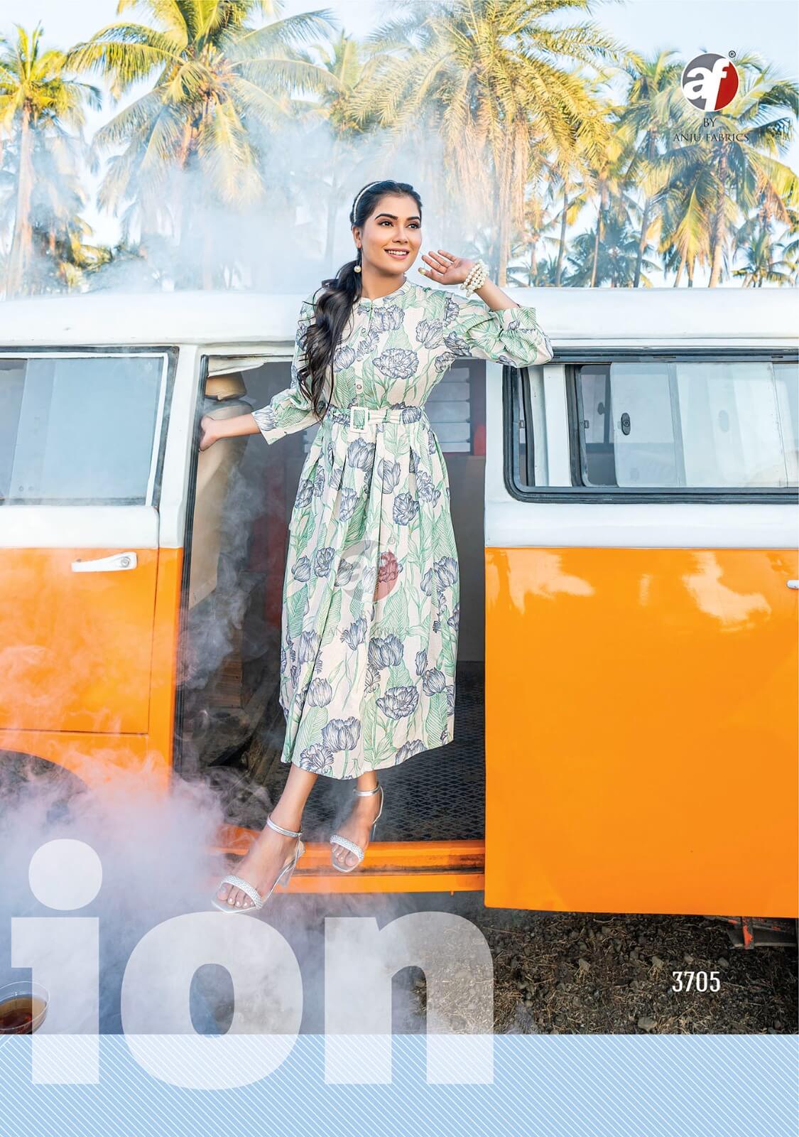 Anju Fabrics Attitude Vol 2 Printed Midi One Piece Dress Catalog collection 1