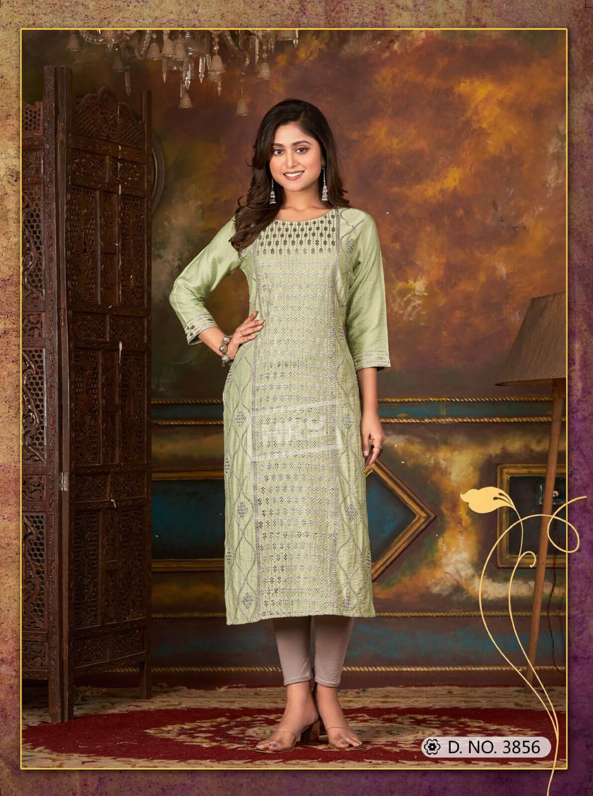 Hru India Glitter Vol 87 Embroidery Kurti Catalog collection 7