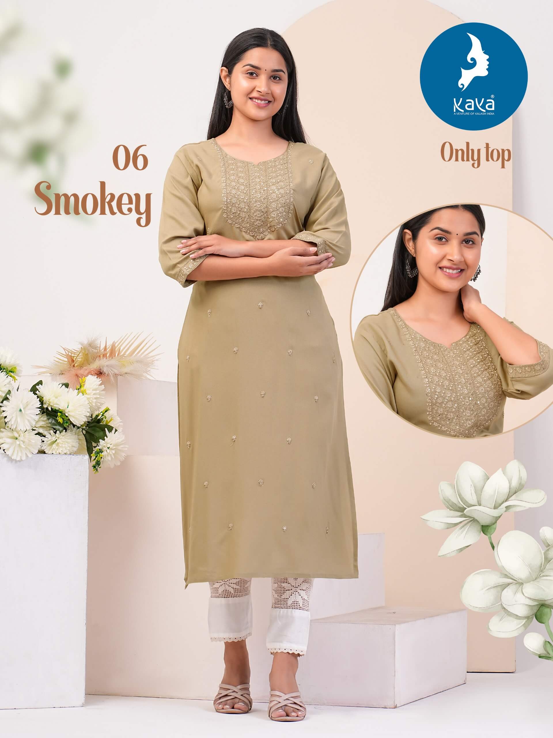 Kaya Smokey Rayon Kurti Catalog collection 8