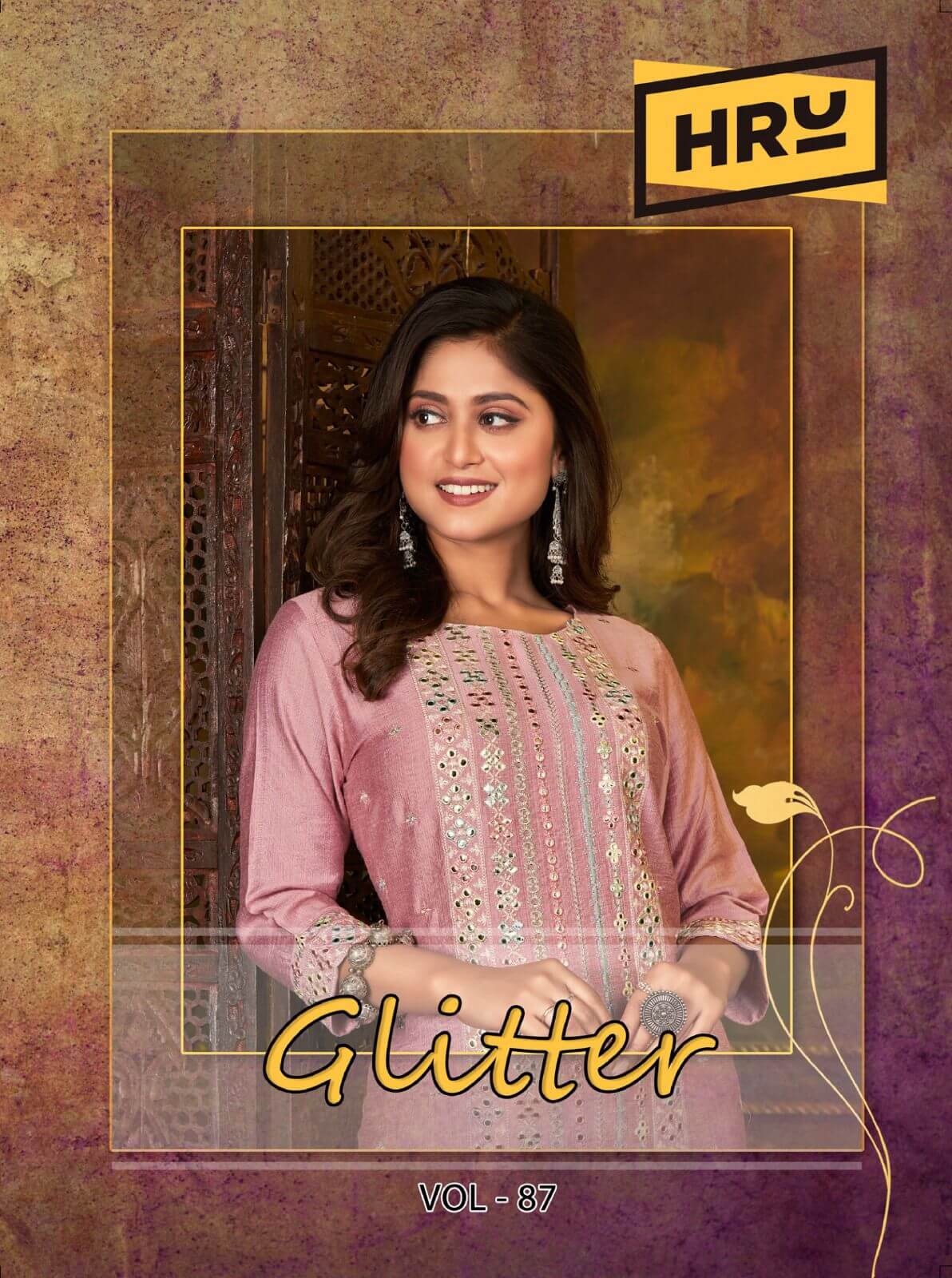 Hru India Glitter Vol 87 Embroidery Kurti Catalog collection 6