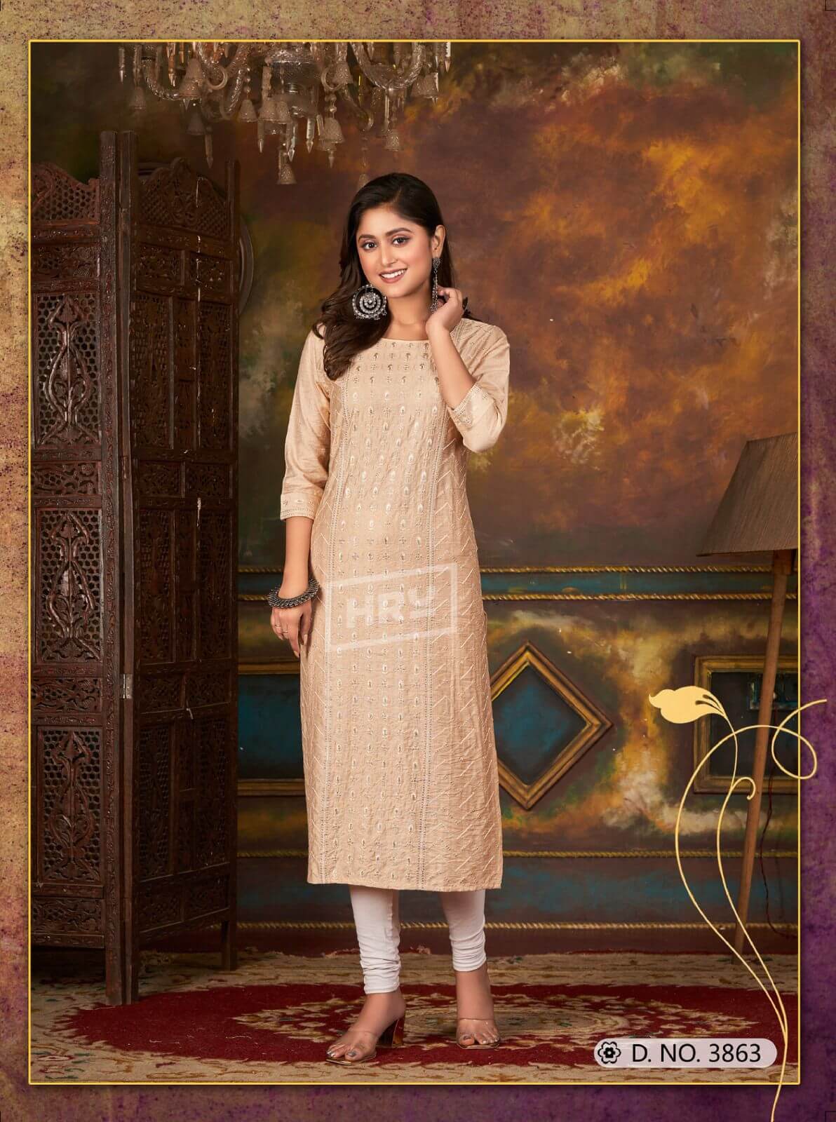 Hru India Glitter Vol 87 Embroidery Kurti Catalog collection 5