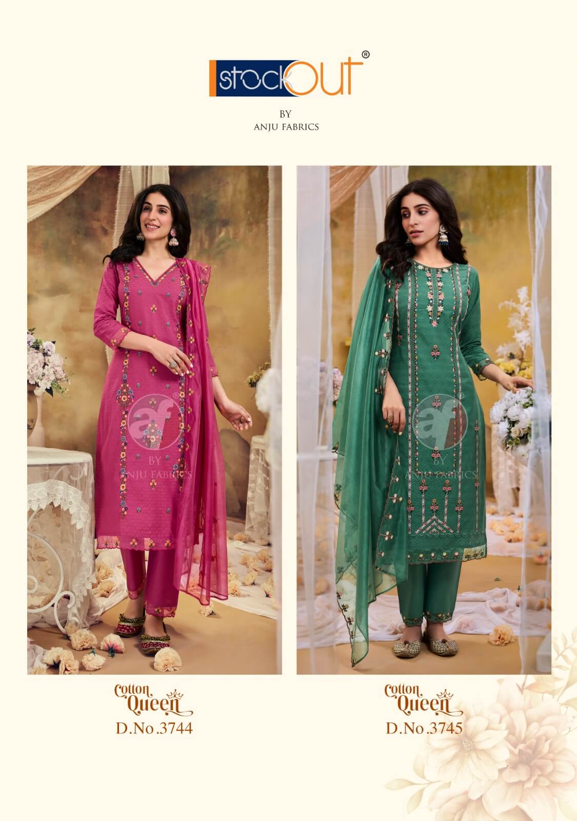 Anju Fabrics Cotton Queen Embroidery Salwar Kameez Catalog collection 2