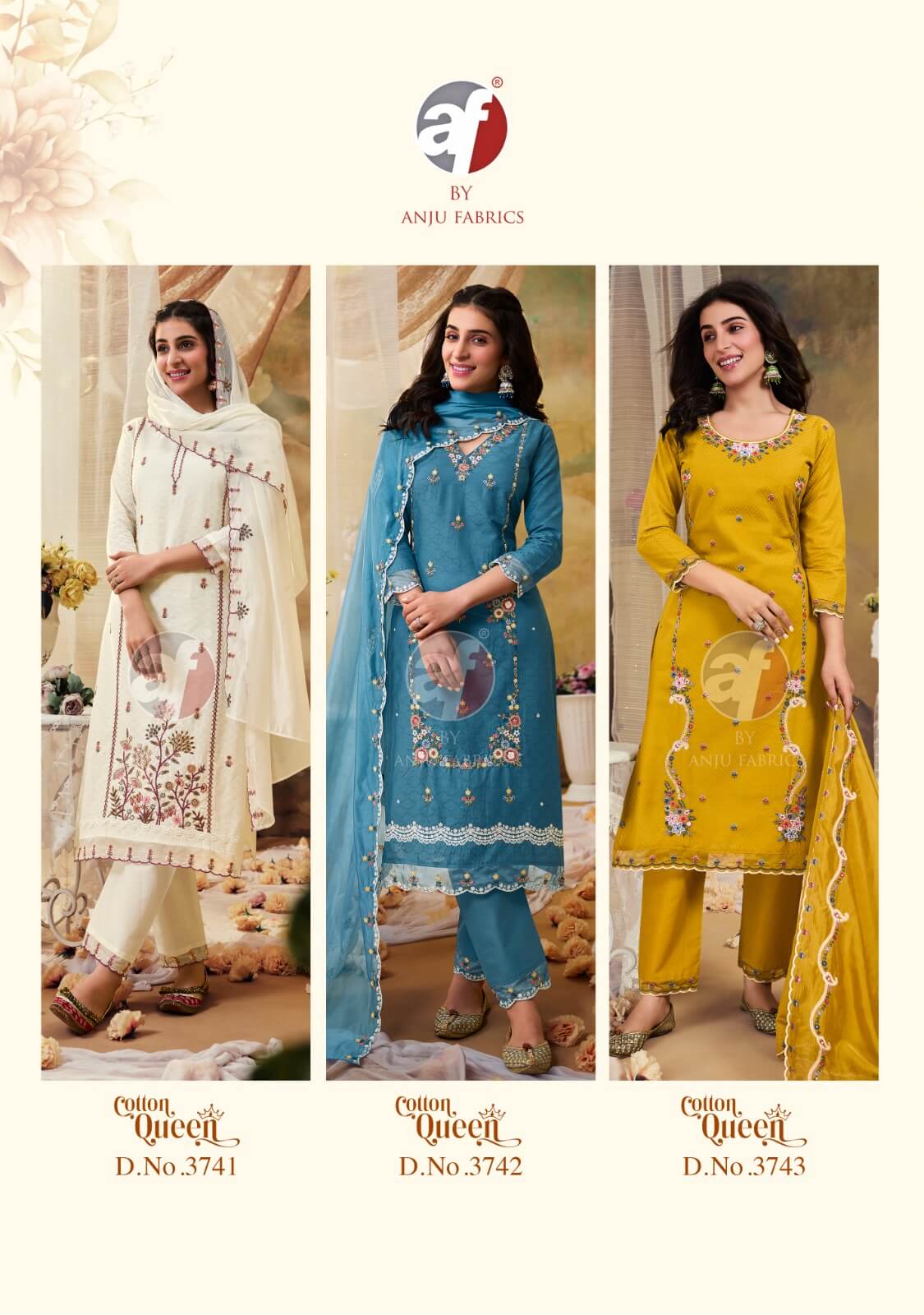 Anju Fabrics Cotton Queen Embroidery Salwar Kameez Catalog collection 6