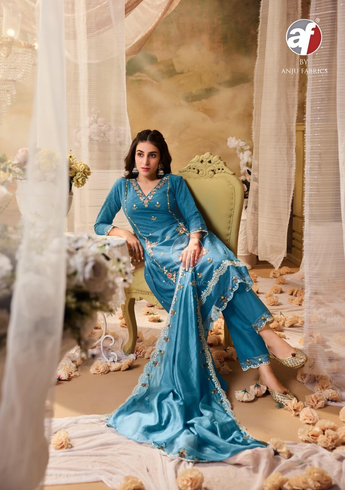 Anju Fabrics Cotton Queen Embroidery Salwar Kameez Catalog collection 8
